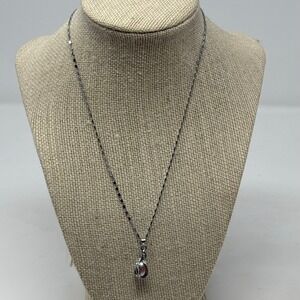 Faux Pearl Cage Teardrop Pendant Necklace Silver Tone 18 Inch Chain
